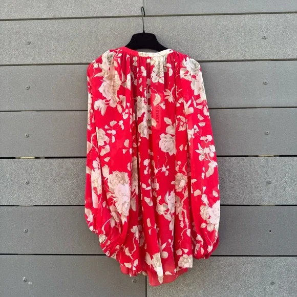 L'AGENCE Teagan Floral Semi-Sheer Button-Front Blouse size M - Picture 6 of 6